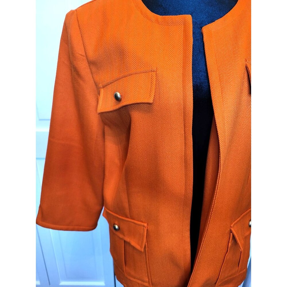 Pumpkin Orange Structured Jacket/Blazer R&K Originals 16P Lady Jacket Autumn - Picture 3 of 8